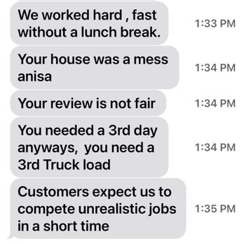 Mindful Movers North County - Unwanted texts after posting an honest review - Movers Near Me - Carlsbad, California