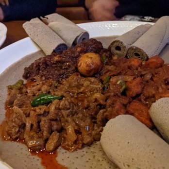 Shewa Ber - Sherwa Combo with Asa Gulash, Special Tibs, and Doro Wat - Ethiopian Near Me - Seattle, Washington Shewa Ber - Sherwa Combo with Asa Gulash, Special Tibs, and Doro Wat - Ethiopian Near Me - Seattle, Washington