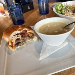 Rebel Burger, split pea and ham soup Rebel Burger, split pea and ham soup