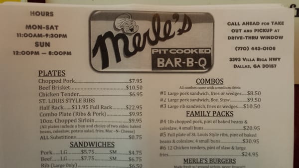 Menu photo 2 Merle's Bar-B Q Dallas, GA Menu photo 2 Merle's Bar-B Q Dallas, GA