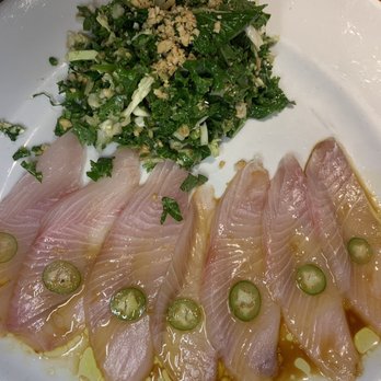 Houston's Restaurant - Yellow tail sashimi and emerald kale salad. - New American Near Me - Irvine, California Houston's Restaurant - Yellow tail sashimi and emerald kale salad. - New American Near Me - Irvine, California