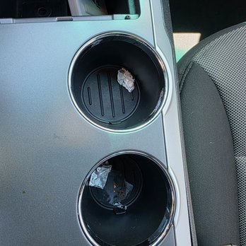 Chamois Car Wash - Trash left in cup holder. Plastic trim was not wiped down. - Car Wash Near Me - Danville, California