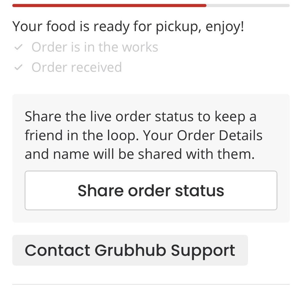 The text message that they sent they clearly says your food is ready. The text message that they sent they clearly says your food is ready.