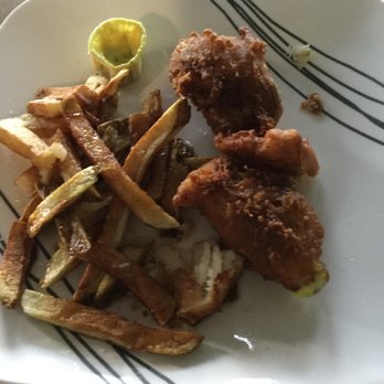 Captain Capers Fish and Chips - This plate is approximately 7 inches and the the pot of curried tartare sauce was almost empty as most was on the wrapper. - Seafood Near Me - Baddeck, Nova Scotia Captain Capers Fish and Chips - This plate is approximately 7 inches and the the pot of curried tartare sauce was almost empty as most was on the wrapper. - Seafood Near Me - Baddeck, Nova Scotia