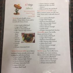 El Viejo Jalisco - Menu Front