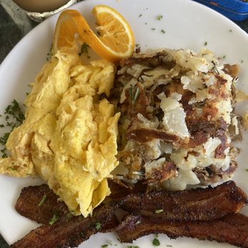 Plums Cafe - Eggs, potatoes, and peppered bacon - Breakfast & Brunch Near Me - Costa Mesa, California