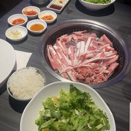 Salad and meats