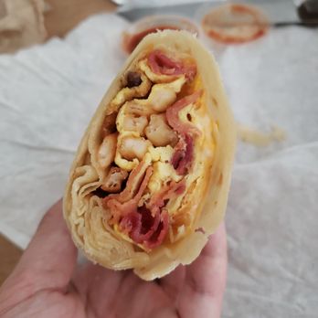 Blue Burro - What a sad bacon breakfast burrito - Salad Near Me - Long Beach, California