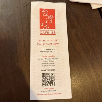 Taiwanese Bistro Cafe 33 - Menu - Taiwanese Near Me - Pittsburgh, Pennsylvania
