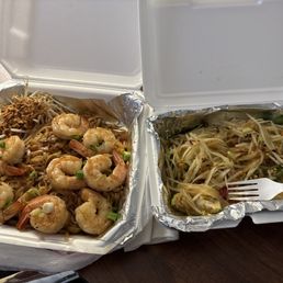 Pad thai, papaya salad Pad thai, papaya salad