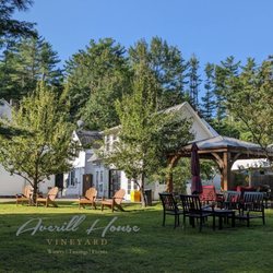 Averill House Vineyard - The large gathering area with Gazebos, umbrellas and wine tent makes for the perfect wedding or party location surrounded by vines.