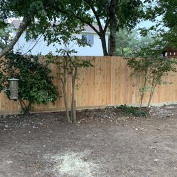 6' Wood Privacy Fence with metal posts and rot board. Cedar pickets 6' Wood Privacy Fence with metal posts and rot board. Cedar pickets