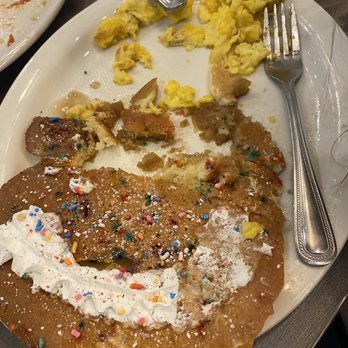 Granny’s Kitchen - Almost whole piece of happy face pancake! - Breakfast & Brunch Near Me - Oklahoma City, Oklahoma