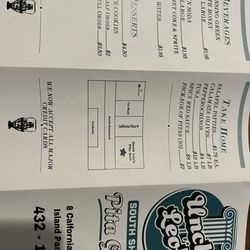 Uncle Leo's South Shore Pita Grill - Menu