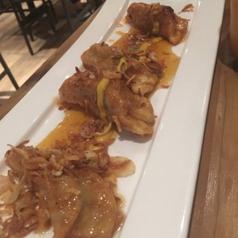 Rice Barn Thai Eatery & Wine Bar - Honey mustard chicken and veggie gyoza - Wine Bars Near Me - Vacaville, California
