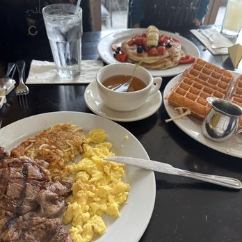 Bea Bea's - Steak and eggs Pancakes Belgian Waffle Lemonade Green Mango Peach Tea - Coffee & Tea Near Me - Burbank, California Bea Bea's - Steak and eggs Pancakes Belgian Waffle Lemonade Green Mango Peach Tea - Coffee & Tea Near Me - Burbank, California