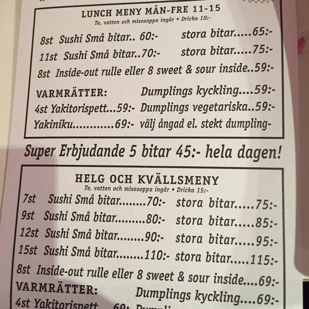 Super Sushi - The menu - Sushi Bars Near Me - Göteborg, O Super Sushi - The menu - Sushi Bars Near Me - Göteborg, O