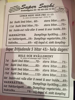 Menu photo 1 Super Sushi Göteborg, O