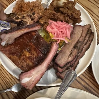 Reverend's BBQ - Family Platter i think is what it was called. It had chicken, ribs, pulled pork, brisket. - Barbeque Near Me - Portland, Oregon Reverend's BBQ - Family Platter i think is what it was called. It had chicken, ribs, pulled pork, brisket. - Barbeque Near Me - Portland, Oregon