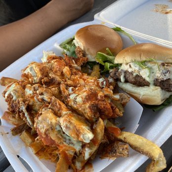 Curb Side Bistro - Califas Slider and buffalo chicken fries. - New American Near Me - Odessa, Texas Curb Side Bistro - Califas Slider and buffalo chicken fries. - New American Near Me - Odessa, Texas