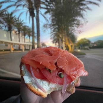 5th Ave Bagelry - Fifth Avenue - Lox, cream cheese, tomato, red onion, capers (served open face) on a jalapeño bagel - Bagels Near Me - Torrance, California