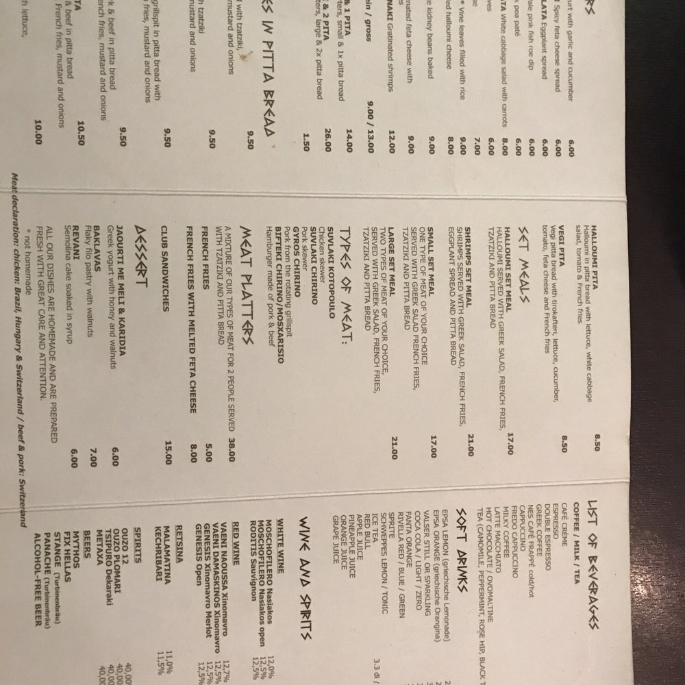 Mythos - Menu - Greek Near Me - Zürich, ZH