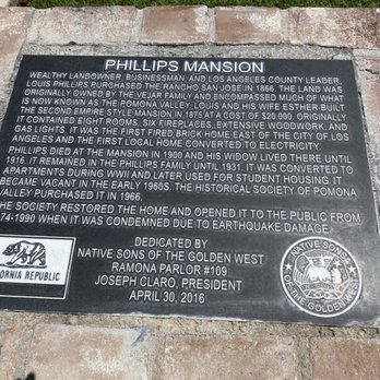 Phillips Mansion - Plaque - Landmarks & Historical Buildings Near Me - Pomona, California