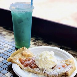 The Muze Cafe - Peaches And Cream Crepe so yummy also a infused Red Bull drink it was awesome..