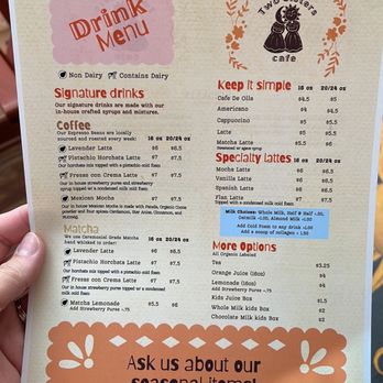 Two Sisters Cafe - Drink offerings. - Breakfast & Brunch Near Me - Milwaukie, Oregon Two Sisters Cafe - Drink offerings. - Breakfast & Brunch Near Me - Milwaukie, Oregon