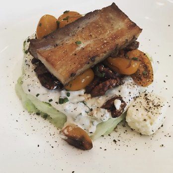 TRIS - Wedge Salad with Pork Belly - New American Near Me - The Woodlands, Texas TRIS - Wedge Salad with Pork Belly - New American Near Me - The Woodlands, Texas