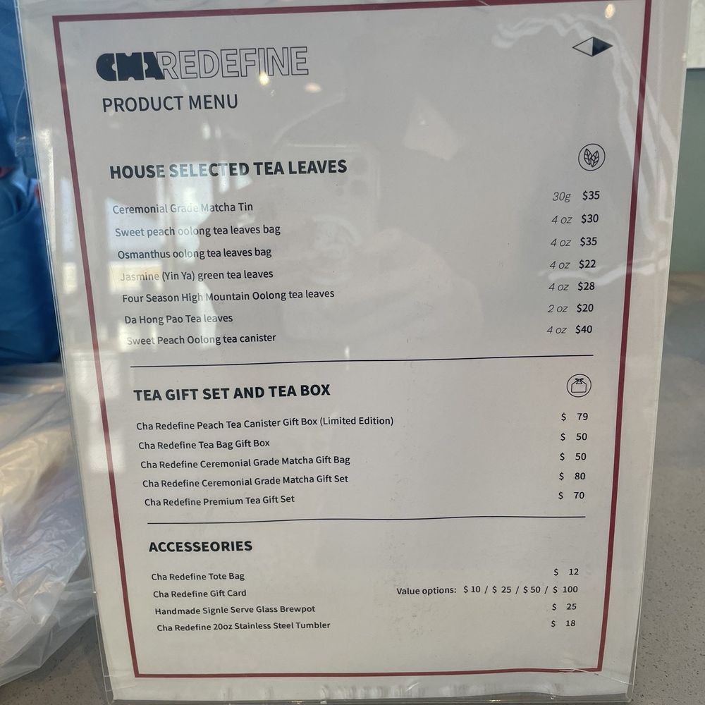 Cha Redefine - Menu - Tea Rooms Near Me - Rowland Heights , California