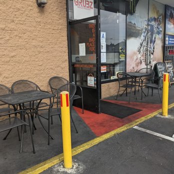 Grubz Takeout - Two tables outside if people wanted to eat outside - American Near Me - San Diego, California Grubz Takeout - Two tables outside if people wanted to eat outside - American Near Me - San Diego, California
