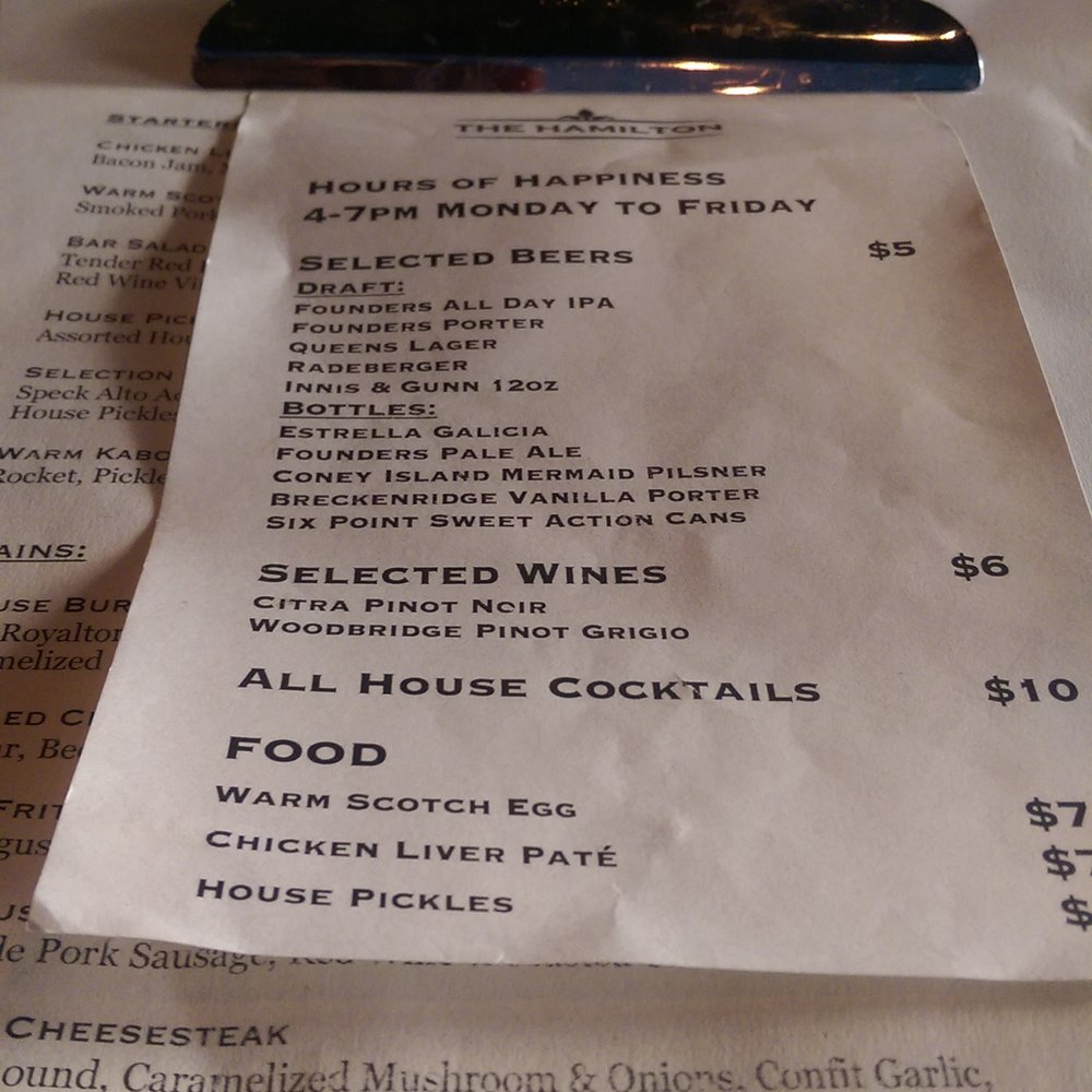 The Hamilton - Happy hour menu - Cocktail Bars Near Me - New York, New York The Hamilton - Happy hour menu - Cocktail Bars Near Me - New York, New York