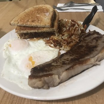 Ace's Country Cupboard - Steak cooked medium and eggs - Waffles Near Me - Belfast, New York Ace's Country Cupboard - Steak cooked medium and eggs - Waffles Near Me - Belfast, New York