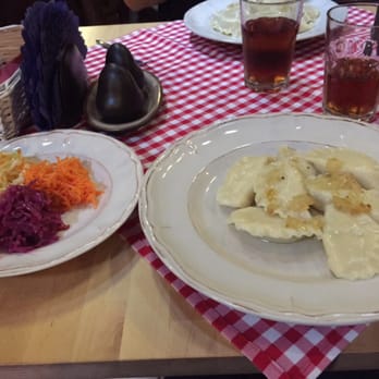 Stodoła 47 - Pierogi and a side salad. Yum! - Polish Near Me - Kraków, Massachusetts