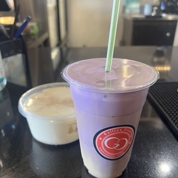 Guiltea Cravings - Ube coffee with 2 extra shots, light ice. Single serving banana pudding - Coffee & Tea Near Me - San Diego, California Guiltea Cravings - Ube coffee with 2 extra shots, light ice. Single serving banana pudding - Coffee & Tea Near Me - San Diego, California