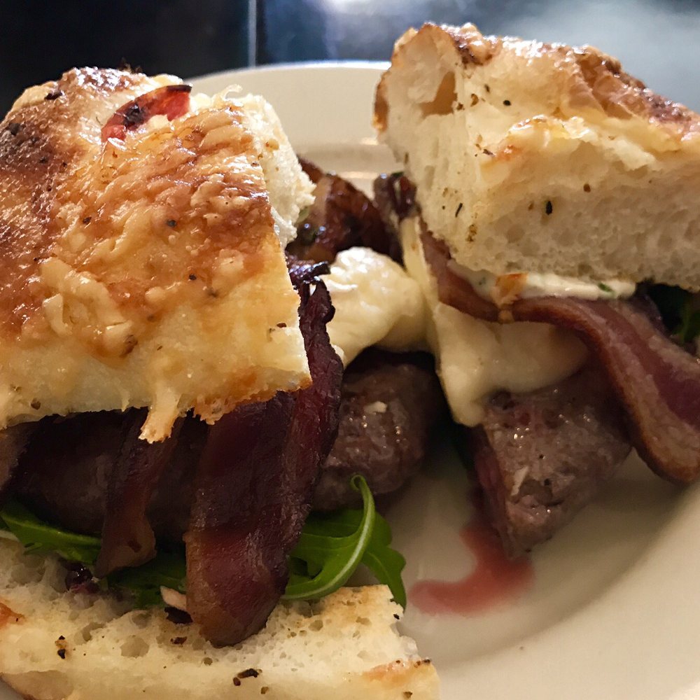 Pane Rustica - Nina burger with Brie and blackberry jam on a tomato focaccia bread - yes yes yes - Italian Near Me - Tampa, Florida Pane Rustica - Nina burger with Brie and blackberry jam on a tomato focaccia bread - yes yes yes - Italian Near Me - Tampa, Florida