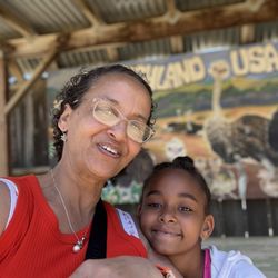 Ostrichland USA - My granddaughter and I