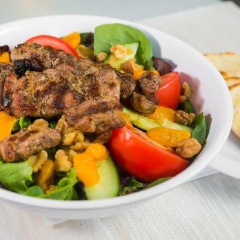Greek Xpress - Aegean Salad with Pork Souvlaki - Greek Near Me - Great Neck, New York Greek Xpress - Aegean Salad with Pork Souvlaki - Greek Near Me - Great Neck, New York
