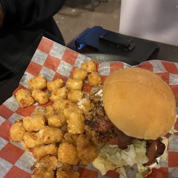 Roots Burger Bar - Chicken sandwich w/tots - American Near Me - Carmel, Indiana Roots Burger Bar - Chicken sandwich w/tots - American Near Me - Carmel, Indiana