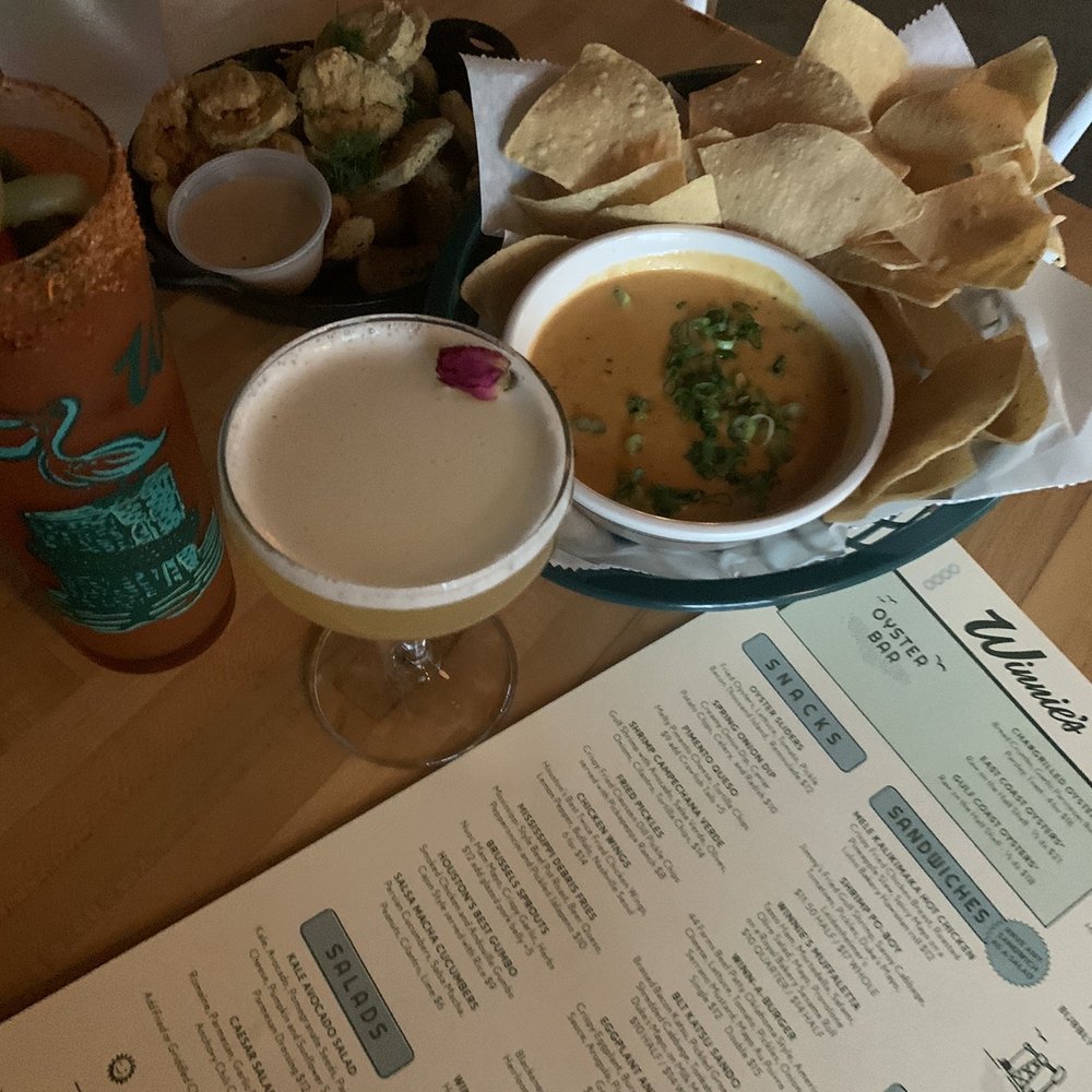 Winnie's - Pimento Queso, Fried Pickles, The Queen's Bee, Bloody Mary - Cocktail Bars Near Me - Houston, Texas Winnie's - Pimento Queso, Fried Pickles, The Queen's Bee, Bloody Mary - Cocktail Bars Near Me - Houston, Texas