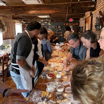C-Ville Bites - The group making pasta. - Food Tours Near Me