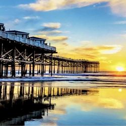 Nico's Fish Market - Wall Photo of sunset at Crystal Pier