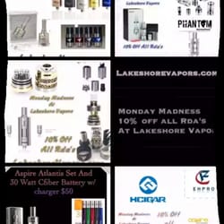 Lakeshore Vapors - Monday madness at lakeshore vapors.  10% off all rebuildable tanks.