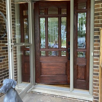 Serna Painting - Finished Stained Front Door - Painters Near Me - Beach Park, Illinois