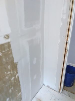 Bath and Bedroom work - the first pic was a job where the coner wall was removed to make the bathroom look a bit bigger the other pic the custmer had old wallpaper Bath and Bedroom work - the first pic was a job where the coner wall was removed to make the bathroom look a bit bigger the other pic the custmer had old wallpaper