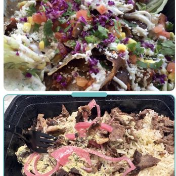 Mean Grille - What we imagined top, what we received bottom after we mixed in the sauce and pickled onions. - Turkish Near Me - Houston, Texas Mean Grille - What we imagined top, what we received bottom after we mixed in the sauce and pickled onions. - Turkish Near Me - Houston, Texas