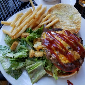 Toomey's - Burger special with fries and Cesar salad.  Good burger and meal is reasonably priced. - New American Near Me - Mammoth Lakes, California