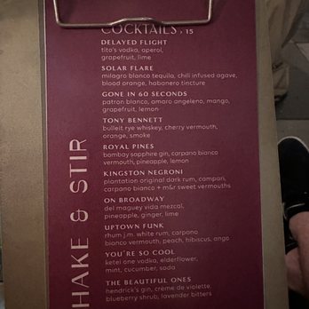 High 5ive Rooftop Bar - The cocktail menu. - Cocktail Bars Near Me - Oakland, California