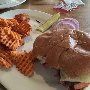 Pilot Pete's - $100 burger with sweet potato fries. - American Near Me - Schaumburg, Illinois